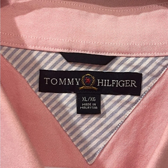 Tommy Hilfiger Shirt XL Pink Oxford Cotton Embroidered Crest Button-Up Men - Picture 3 of 7